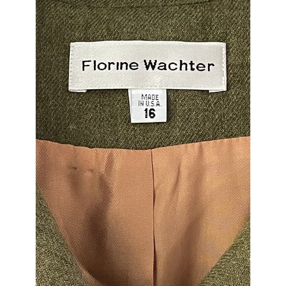 Florine Wachter Green Wool Jacket Blazer Button Down Size 16 Made In USA - Picture 3 of 4